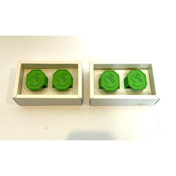 Swarovski 2025 Logo Green Ceramic Napkin Rings Set of 4 New in Box - Picture 11 of 15
